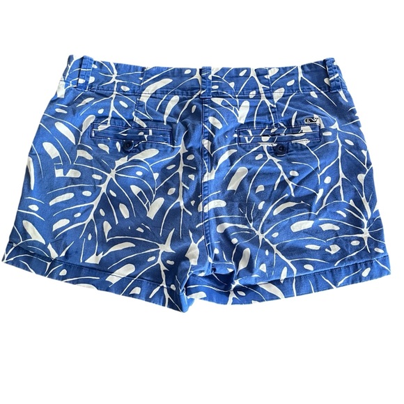 Vineyard Vines Monstera Printed Every Day Shorts Size 8 Blue White Printed Leave - Picture 6 of 9